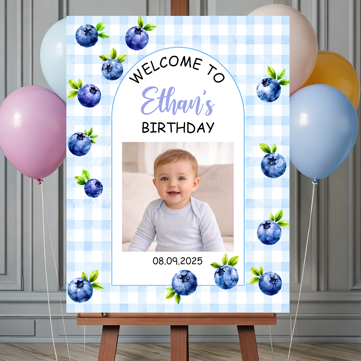 Kids Birthday Sign Welcome To The Party - Custom Name & Photo Sign - Birthday Party Welcome Sign