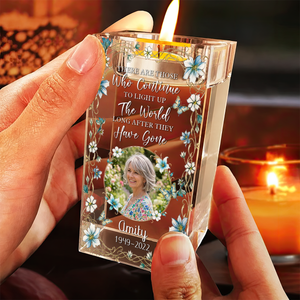 The Light Remains Personalized Crystal Candle Holder - Memorial Gift