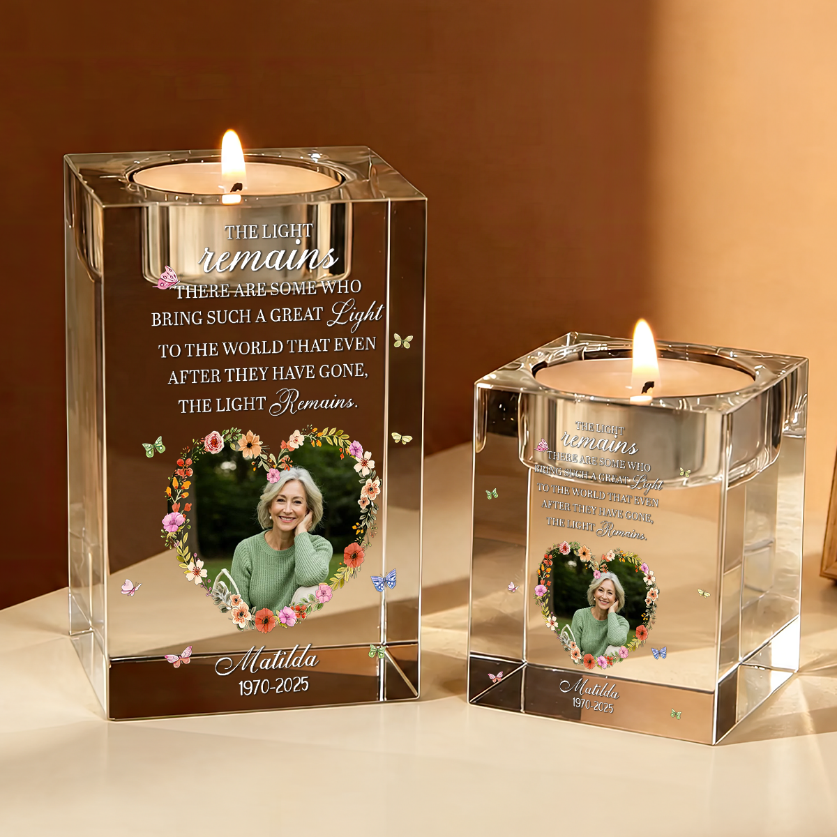 In Loving Memory - Personalized Crystal Candle Holder