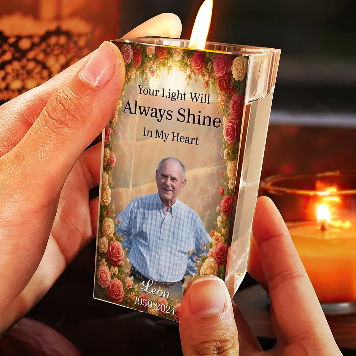 Always With You - Personalized Crystal Candle Holder