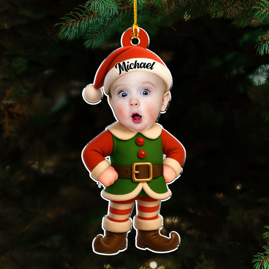 Little Elves Custom Photo Little Elf Kids - Personalized Custom Shaped Acrylic Ornament