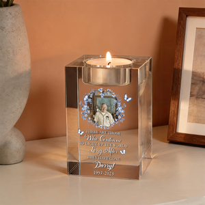 When You Miss Me Have No Fear Blue Jay - Personalized Crystal Candle Holder