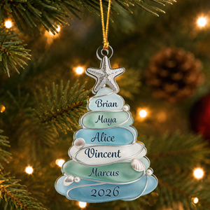 Personalized Coastal Family Christmas Tree Ornament
