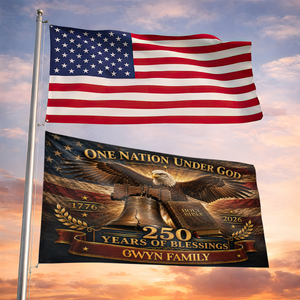 Family Name 250 Years of Freedom - Patriotic House Flag