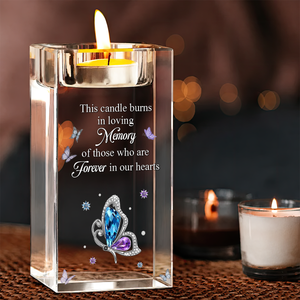Forever In Our Hearts - Personalized Crystal Candle Holder