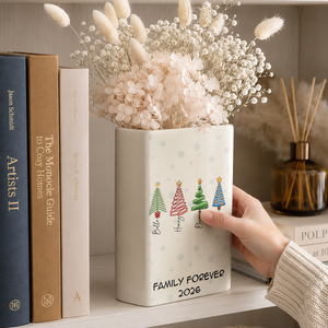 Family Christmas Tree Names - Personalized Ceramic Book Vase