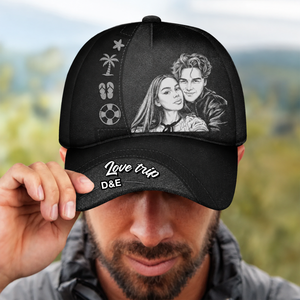 Custom Photo Pencil Sketch Girls Trip Family Trip Summer - Personalized Classic Cap