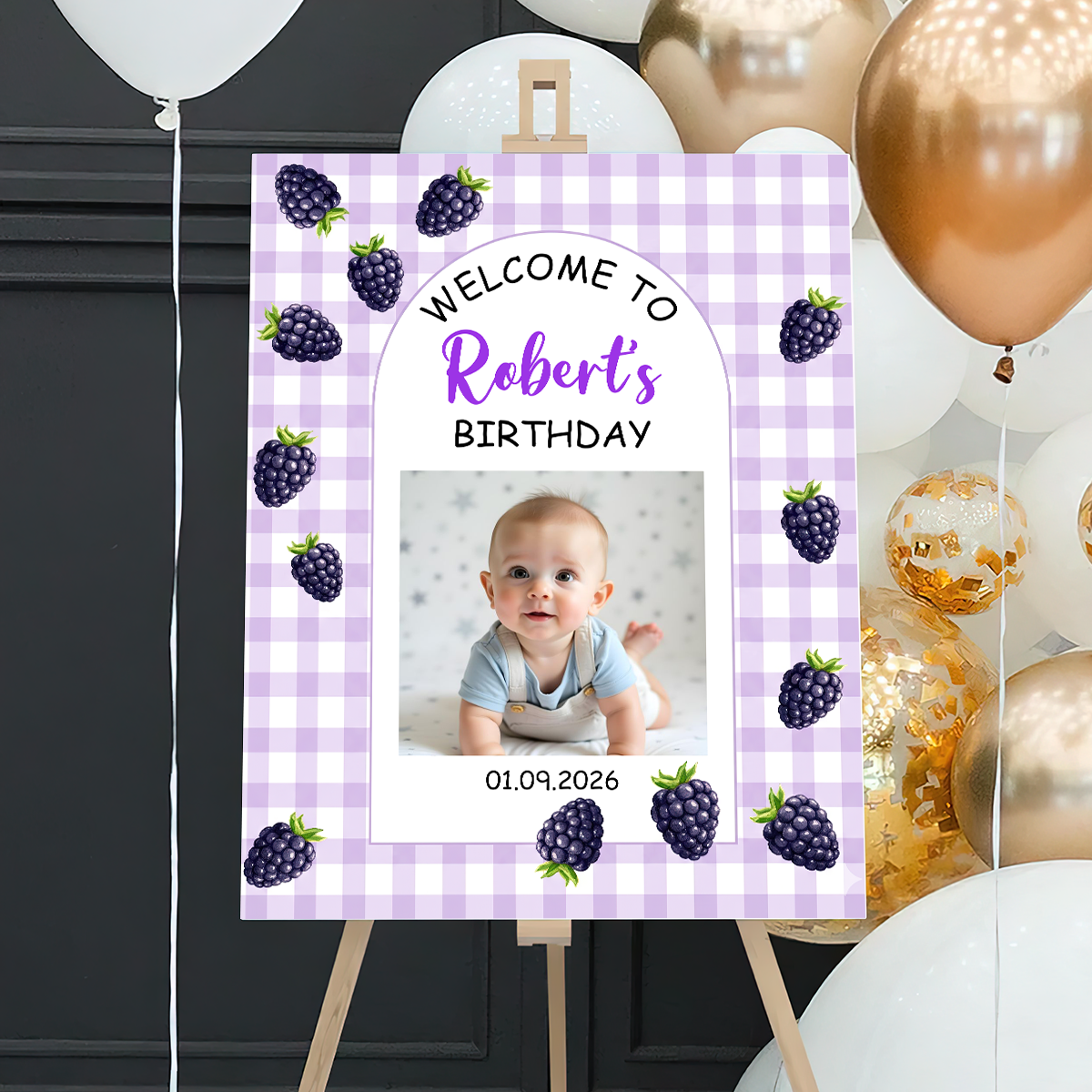 Kids Birthday Sign Welcome To The Party - Custom Name & Photo Sign - Birthday Party Welcome Sign