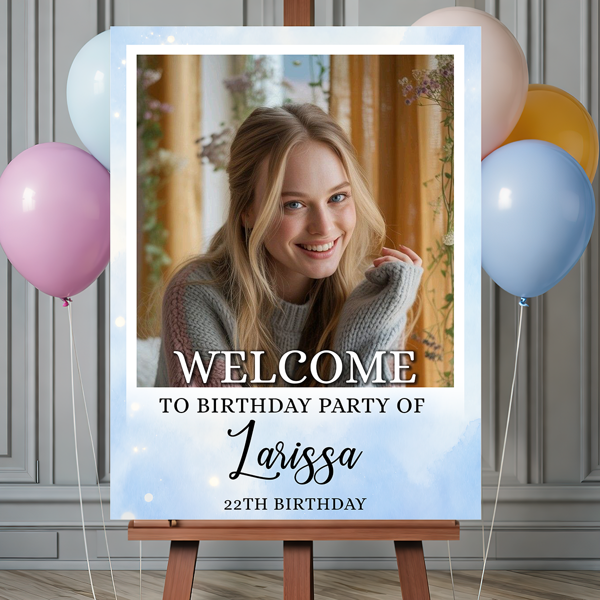 Welcome To The Party - Birthday Sign - Custom Name & Photo Sign - Birthday Party Welcome Sign