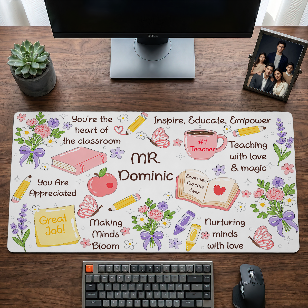 Sweetest Teacher - For Coworkers, Teacher, Self Gift - Personalized Desk Mat