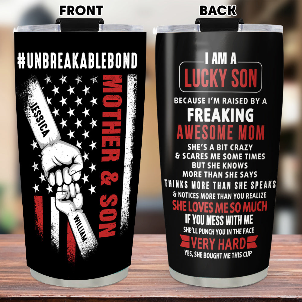 Lucky Son Of An Awesome Mom Mother's Day Gift Mother And Son Gift - Personalized Custom Tumbler Gift For Mother