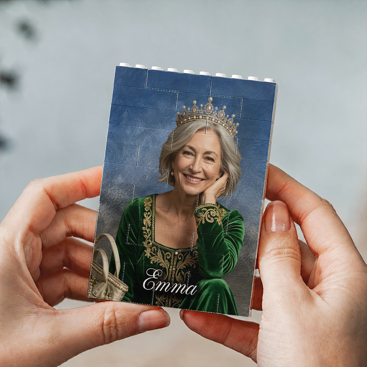 Custom Photo Royal Portrait Dad GrandPa Family - Personalized Shaped Building Brick Blocks