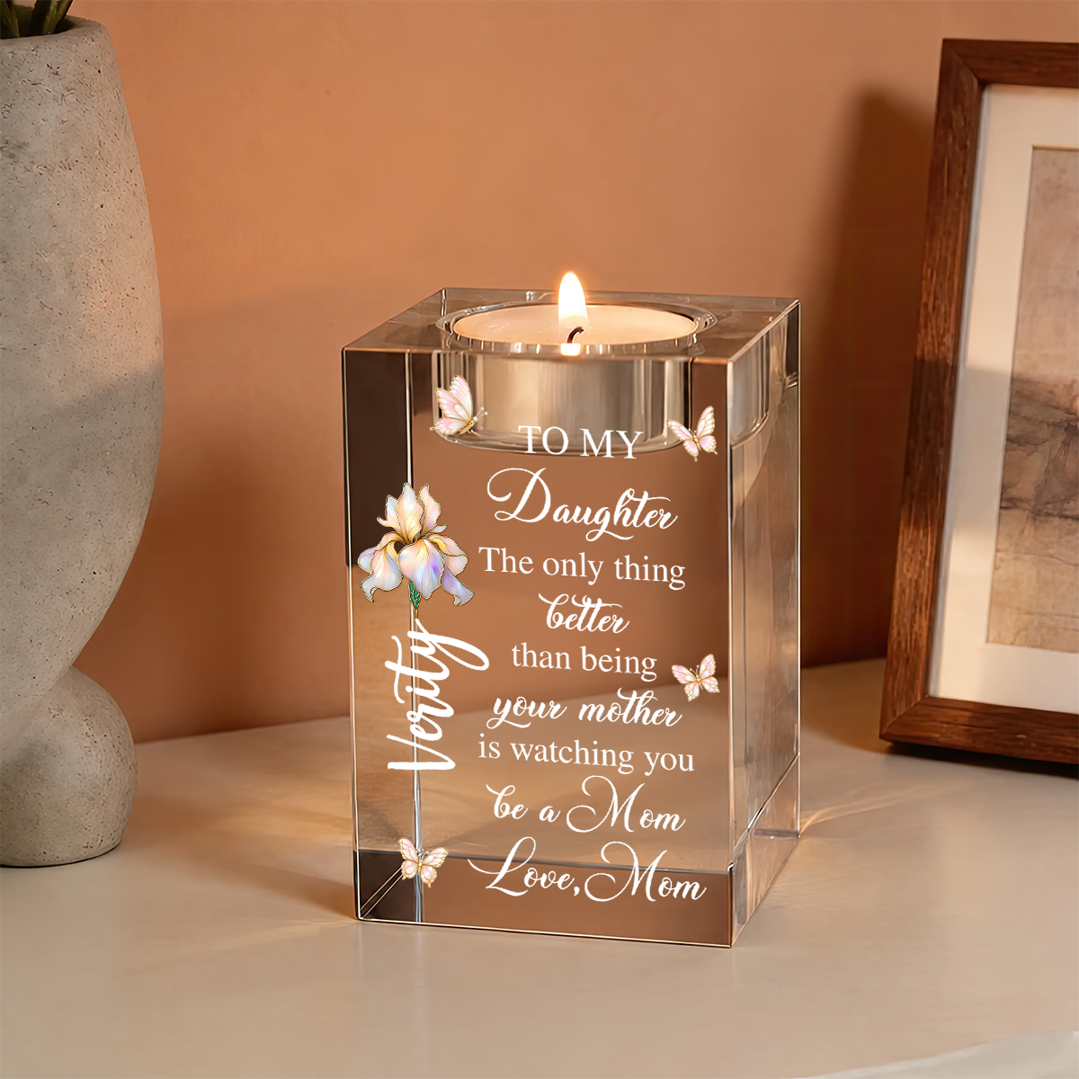 Mom Daughter The Only Thing Better Than Being Your Mother - Personalized Crystal Candle Holder