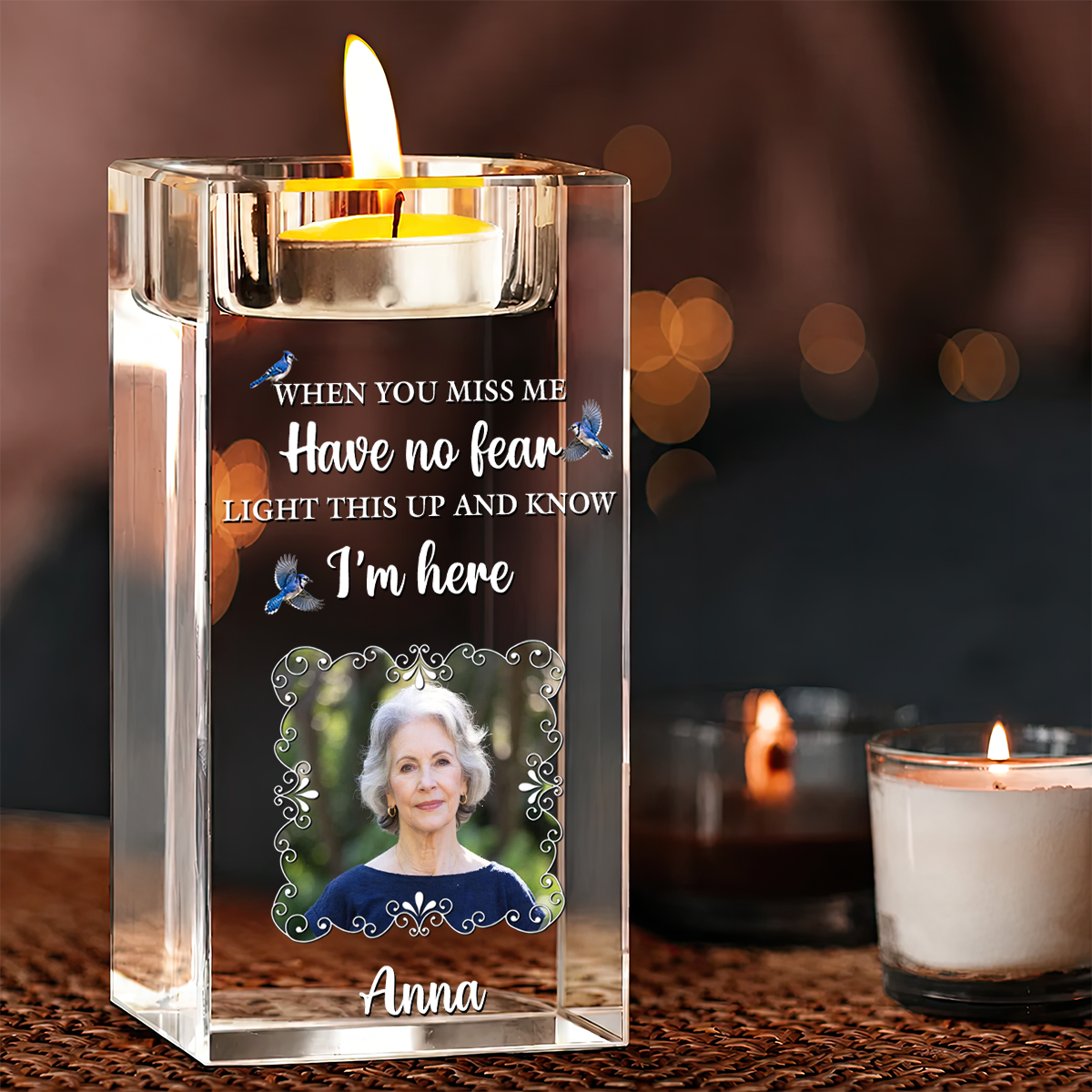 Have No Fear - Personalized Crystal Candle Holder - Memorial Gift