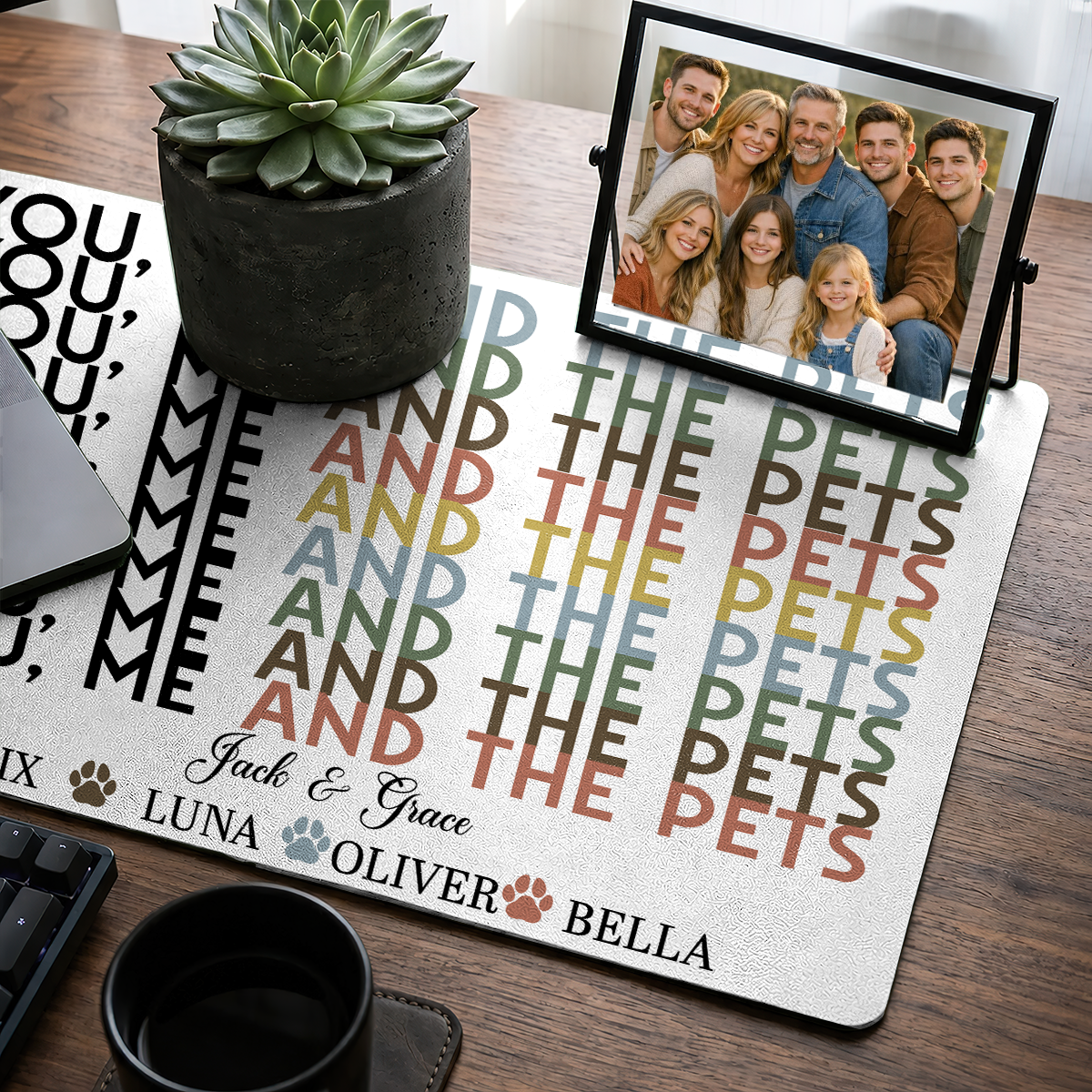 You Me And The Dog Cat Hidden Message - Personalized Desk Mat