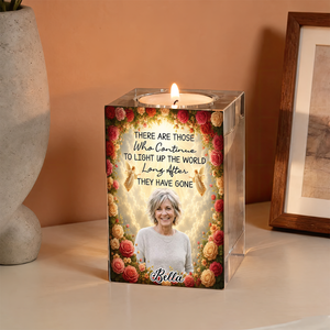 Sunset Memorial Custopm Photo Personalized Crystal Candle Holder - Memorial Gift