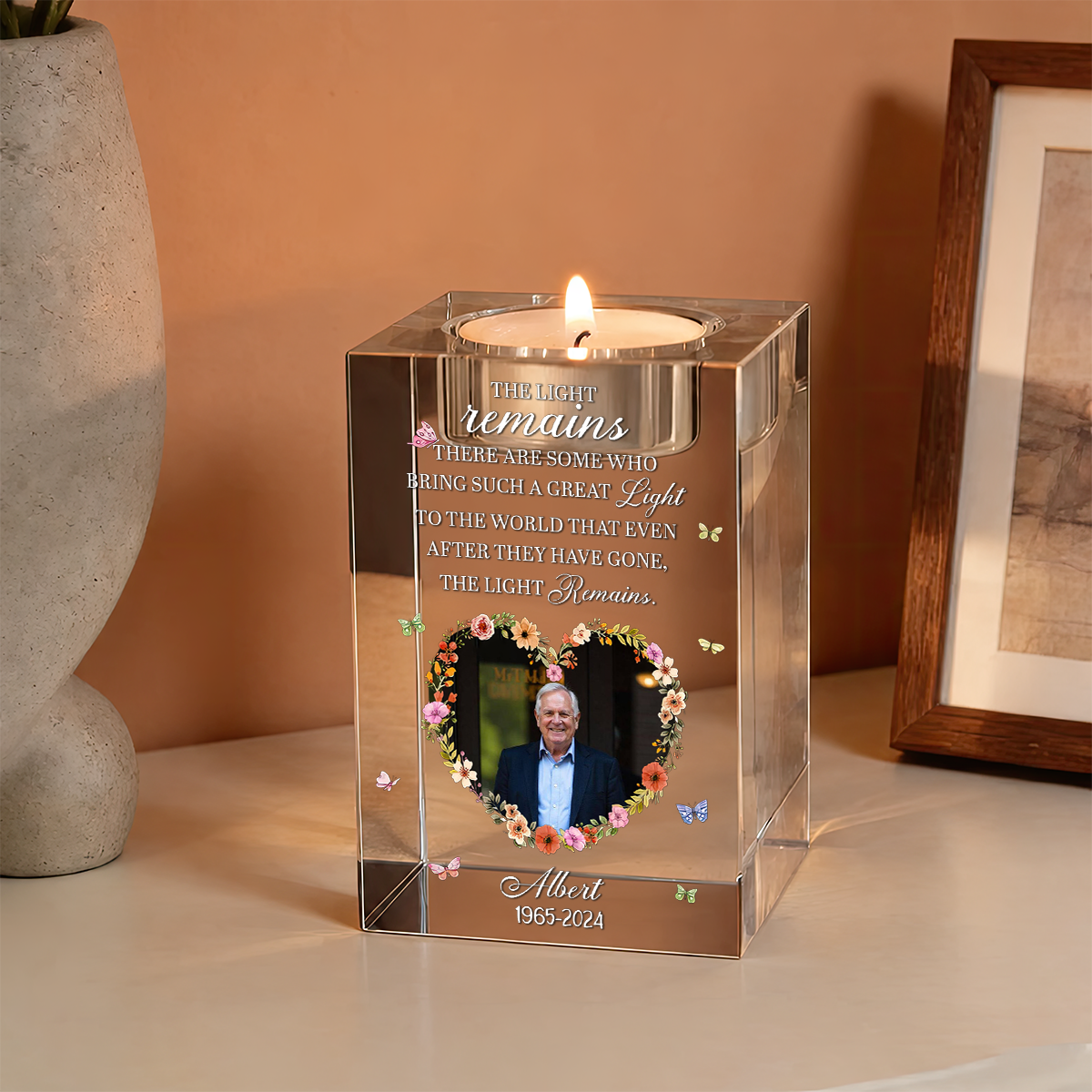 In Loving Memory - Personalized Crystal Candle Holder