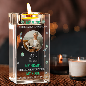 My Mind My Heart My Soul Memorial Personalized Crystal Candle Holder
