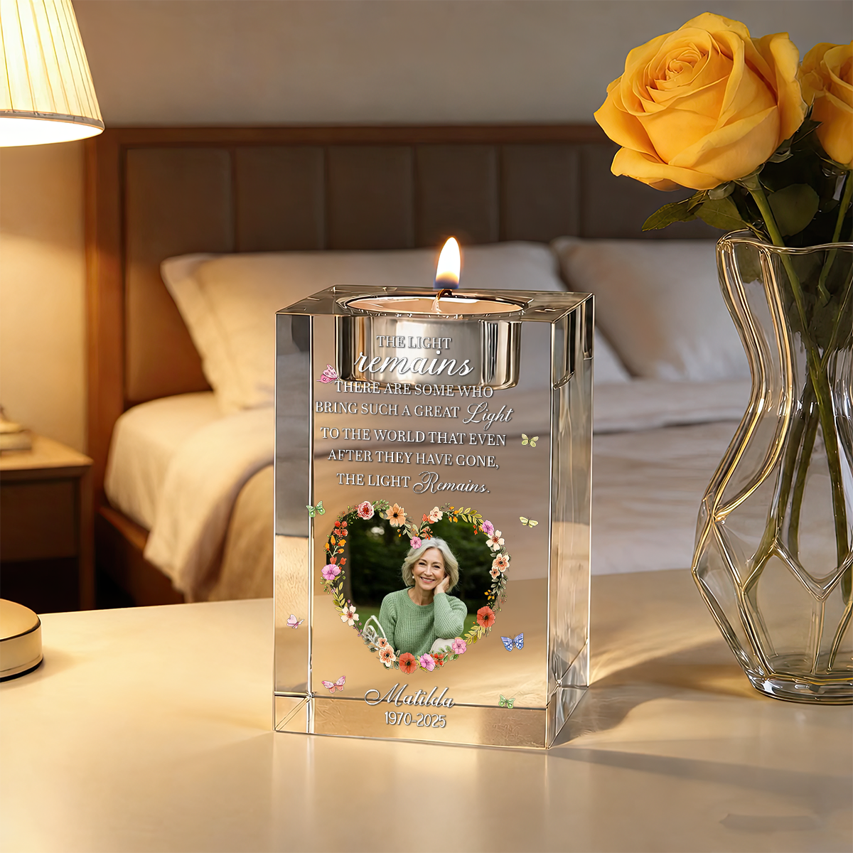In Loving Memory - Personalized Crystal Candle Holder