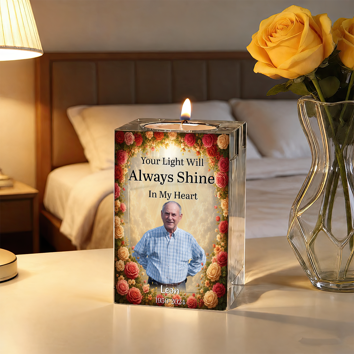 Always With You - Personalized Crystal Candle Holder