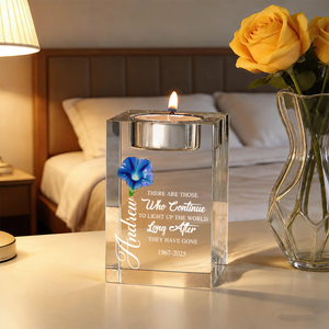 Flowers Light Up The World - Personalized Crystal Candle Holder