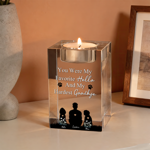 Dog Loss Memorial Personalized Crystal Candle Holder