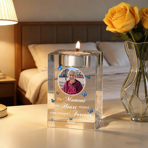 The Moment Your Heart Personalized Crystal Candle Holder