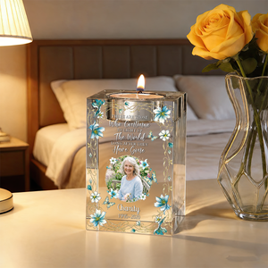 The Light Remains Personalized Crystal Candle Holder - Memorial Gift