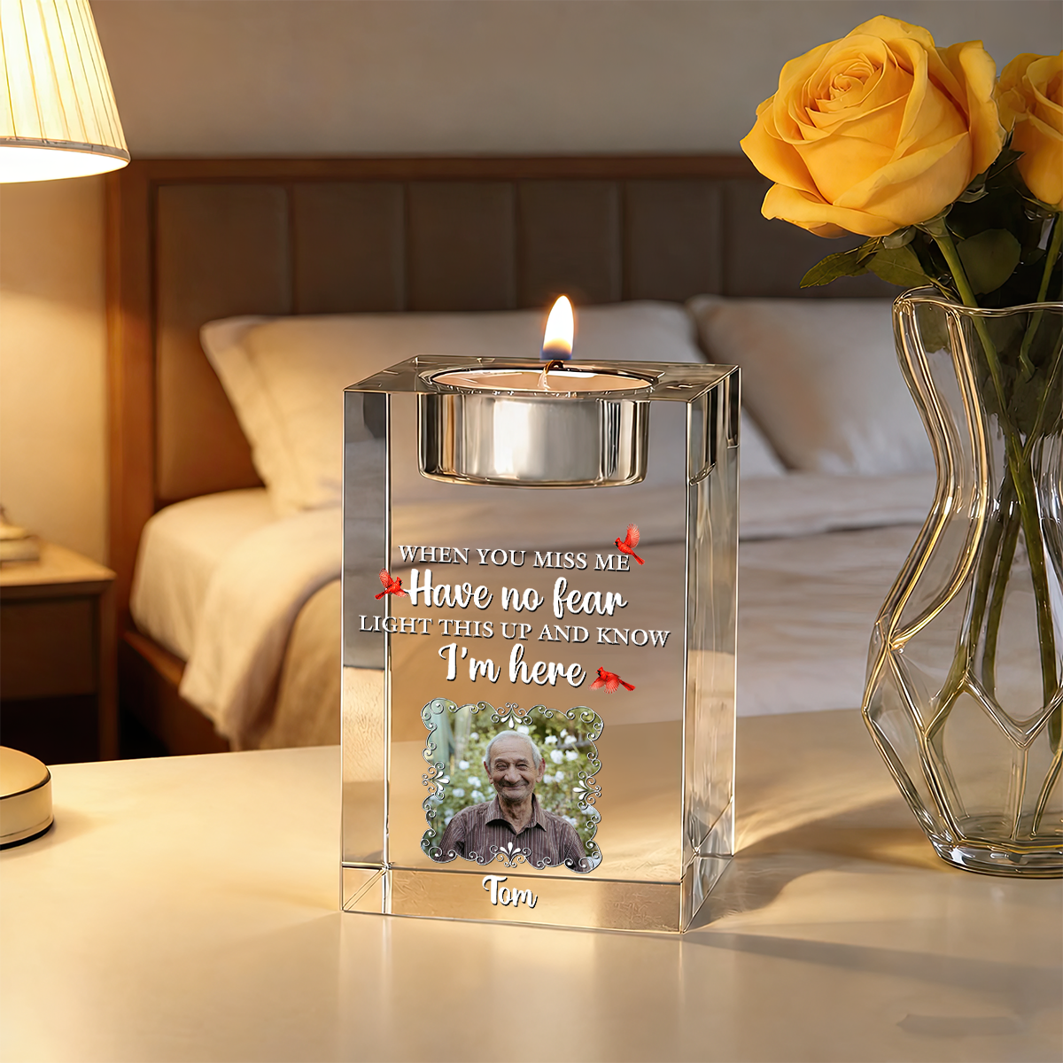 Have No Fear - Personalized Crystal Candle Holder - Memorial Gift