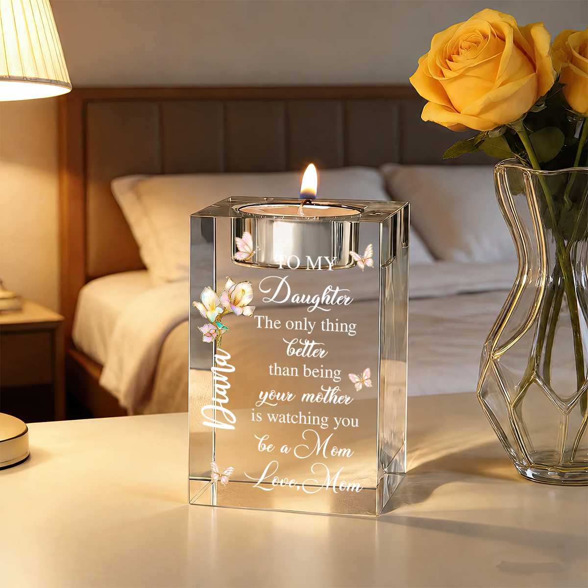 Mom Daughter The Only Thing Better Than Being Your Mother - Personalized Crystal Candle Holder