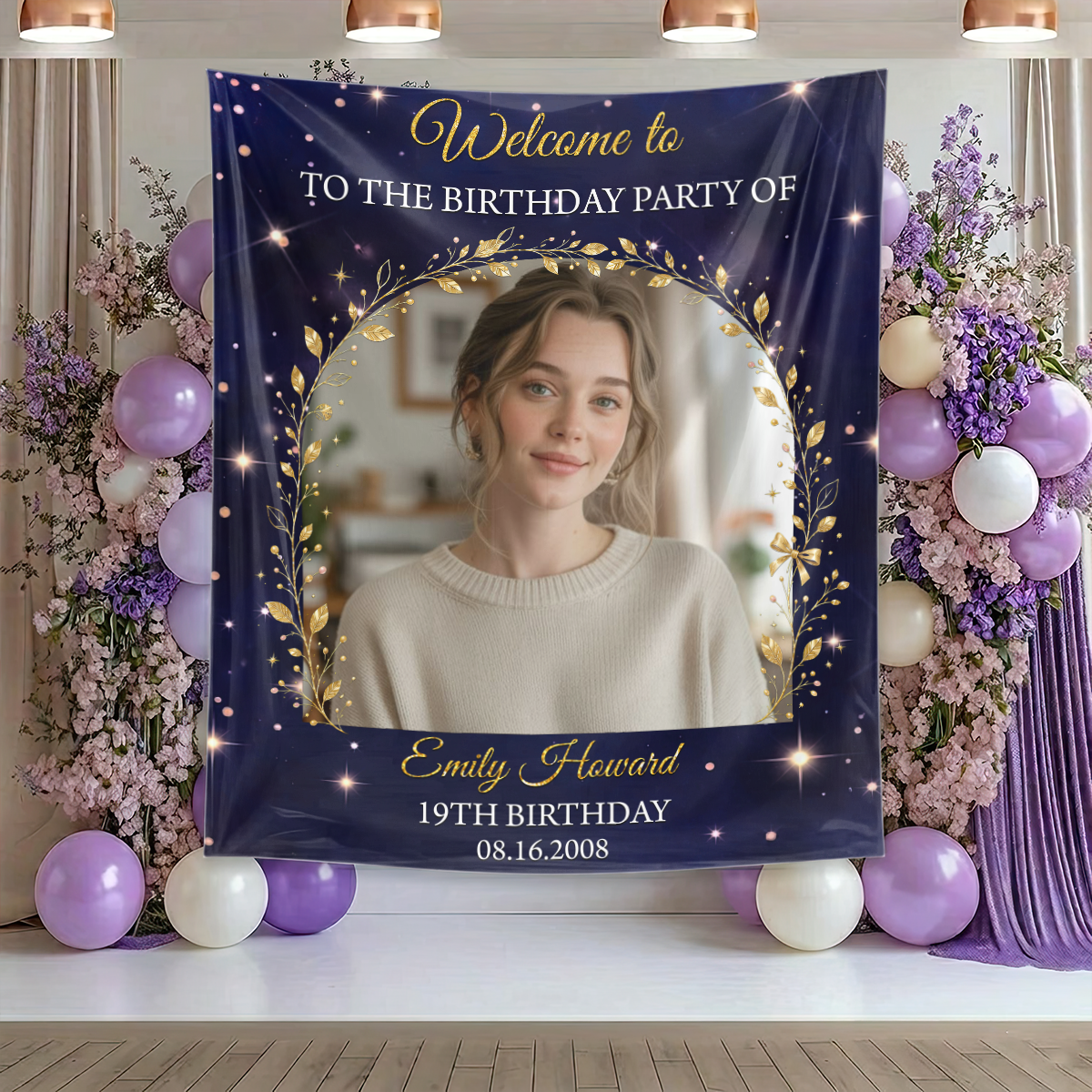 Welcome To The Birthday Party - Custom Name & Photo Law Sign - Birthday Party Welcome Sign