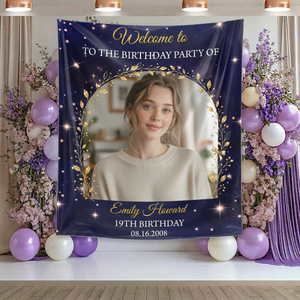 Welcome To The Birthday Party - Custom Name & Photo Law Sign - Birthday Party Welcome Sign