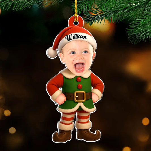 Little Elves Custom Photo Little Elf Kids - Personalized Custom Shaped Acrylic Ornament