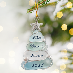 Personalized Coastal Family Christmas Tree Ornament