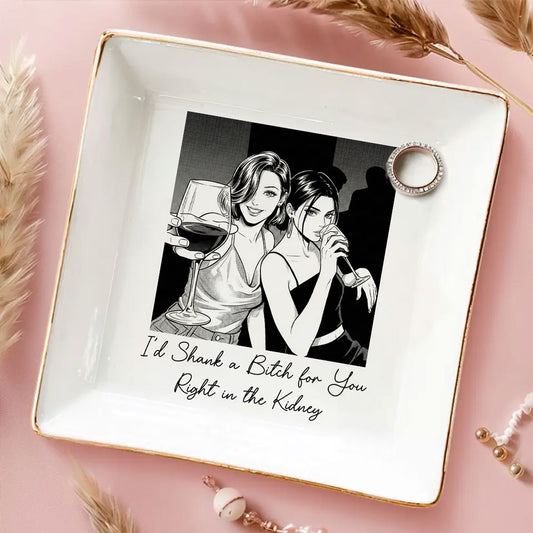 Best Friends Gift For Her Custom Photo Sketch Line Art - Personalized Jewelry Dish