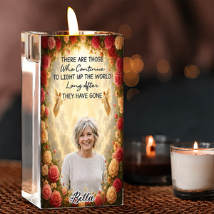 Sunset Memorial Custopm Photo Personalized Crystal Candle Holder - Memorial Gift
