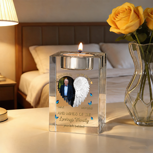 Custom Name and Photo Personalized Crystal Candle Holder - Memorial Gift