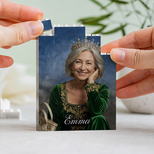 Custom Photo Royal Portrait Dad GrandPa Family - Personalized Shaped Building Brick Blocks