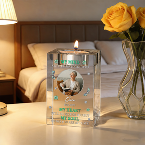 My Mind My Heart My Soul Memorial Personalized Crystal Candle Holder