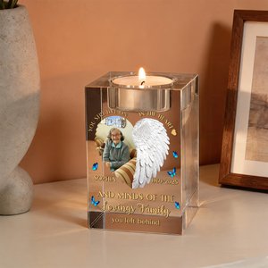 Custom Name and Photo Personalized Crystal Candle Holder - Memorial Gift