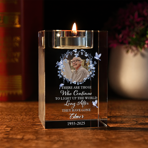 When You Miss Me Have No Fear Blue Jay - Personalized Crystal Candle Holder