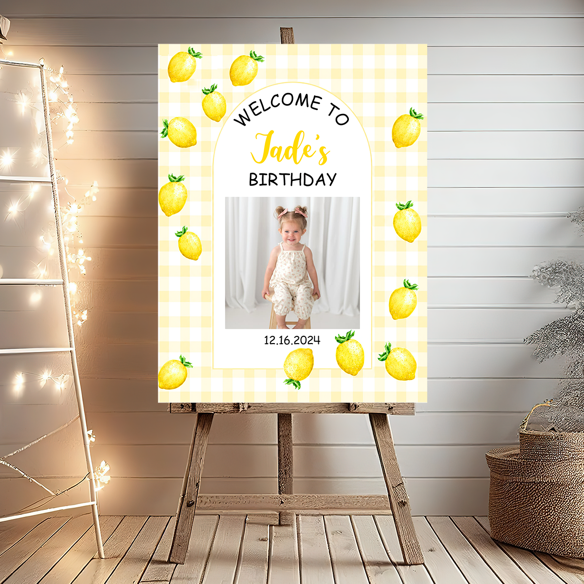 Kids Birthday Sign Welcome To The Party - Custom Name & Photo Sign - Birthday Party Welcome Sign