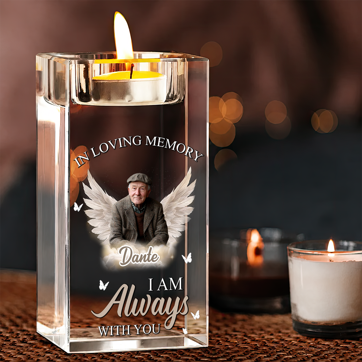 I Am Always With You Personalized Crystal Candle Holder