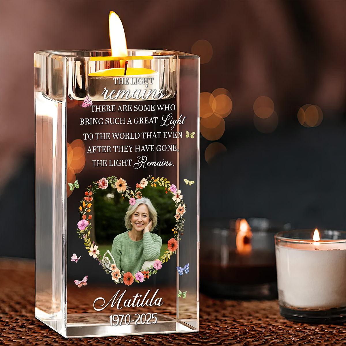 In Loving Memory - Personalized Crystal Candle Holder