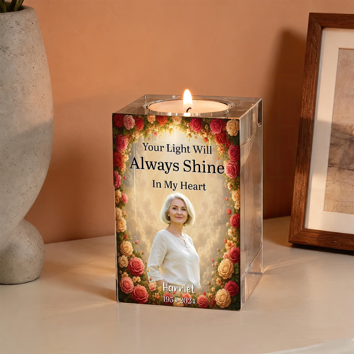 Always With You - Personalized Crystal Candle Holder