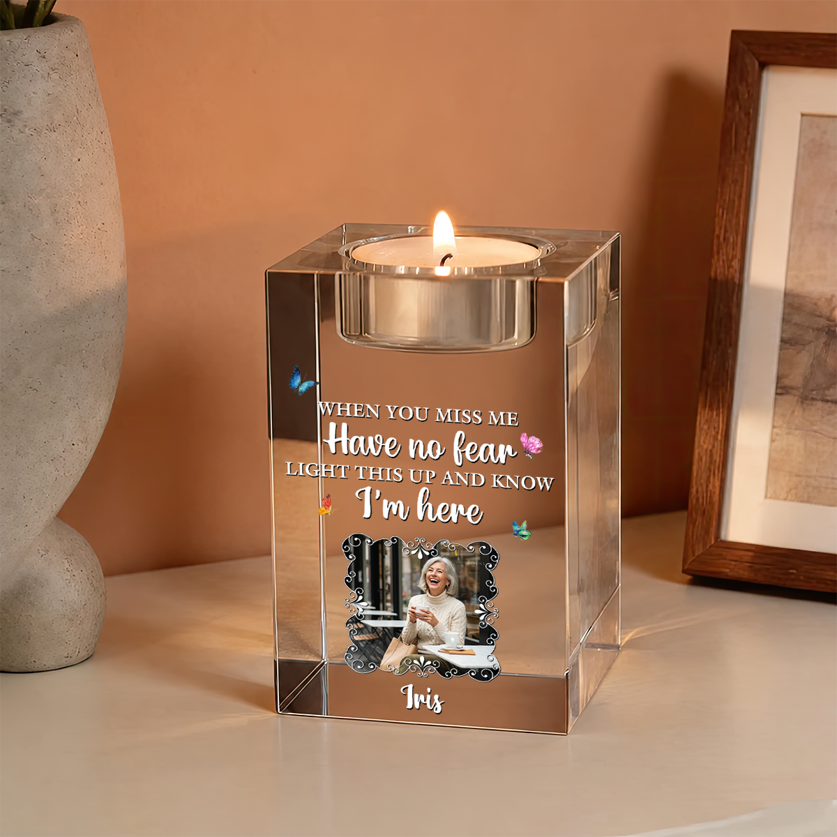 Have No Fear - Personalized Crystal Candle Holder - Memorial Gift