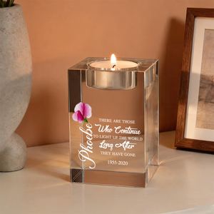 Flowers Light Up The World - Personalized Crystal Candle Holder