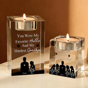 Dog Loss Memorial Personalized Crystal Candle Holder