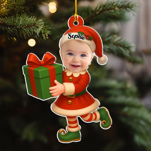 Little Elves Custom Photo Little Elf Kids - Personalized Custom Shaped Acrylic Ornament