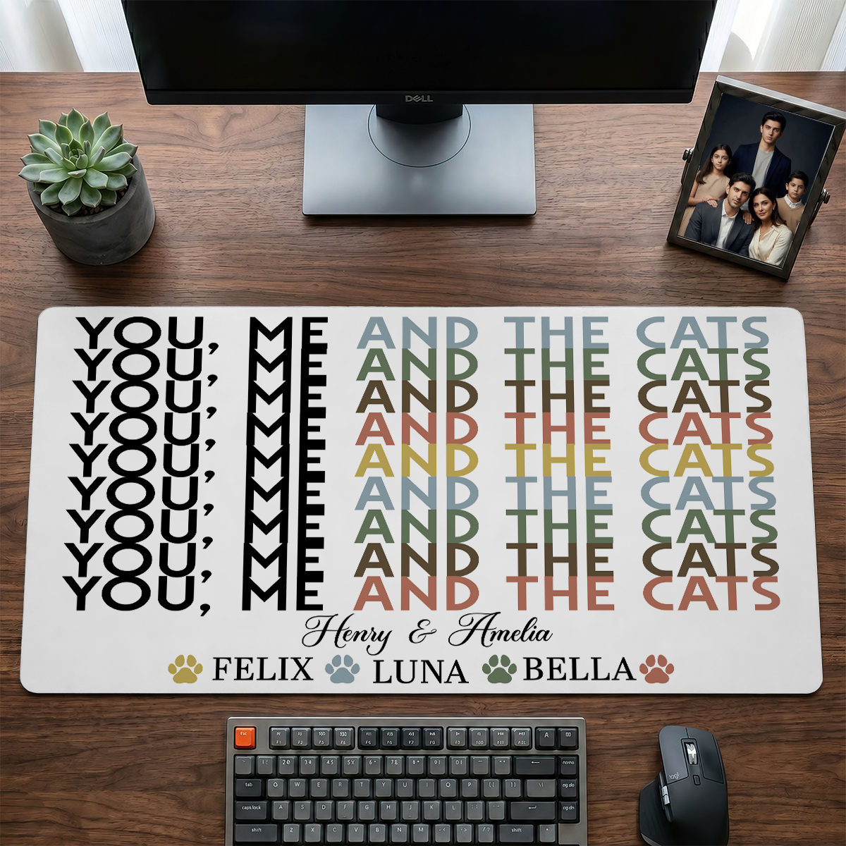 You Me And The Dog Cat Hidden Message - Personalized Desk Mat